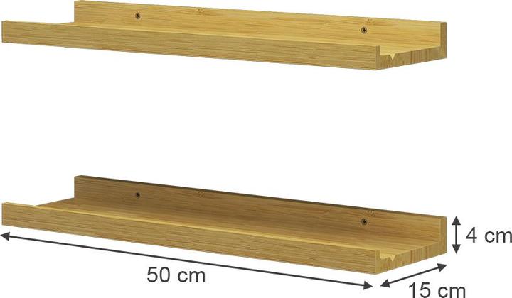 Immagine prodotto Vicco Mensola da parete Linus, bambù, 50 x 4 cm set di 2