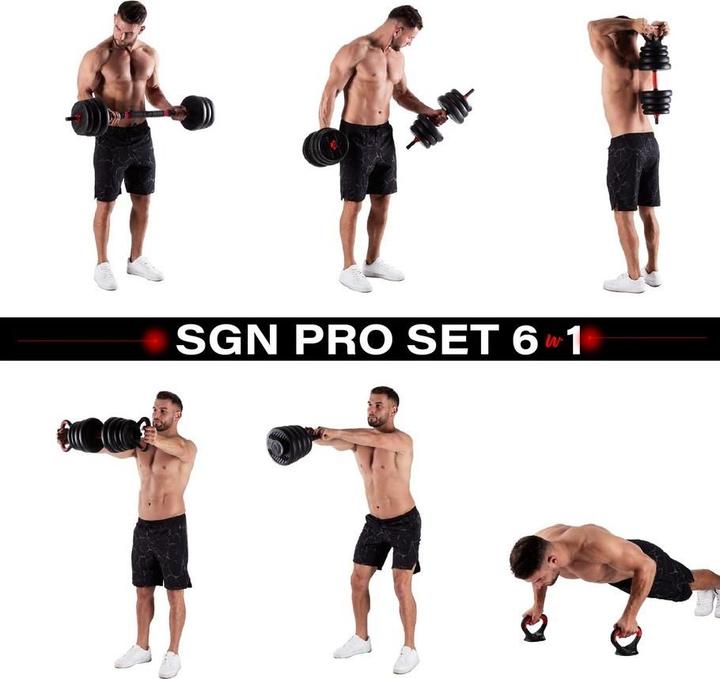 Produktbild HMS 6IN1 GEWICHTSSATZ SGN1340 (LANGHANTEL KURZHANTEL UND KETTLEBELL) 40KG (1 x 4 kg)