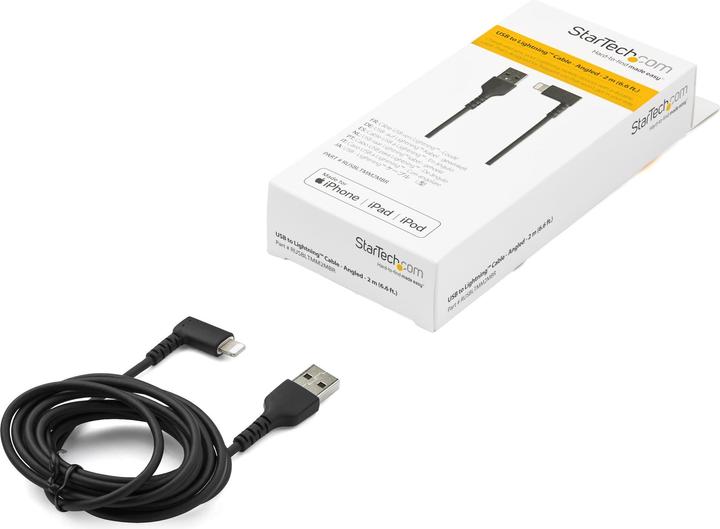 Produktbild StarTech .com RUSBLTMM2MBR 2,0mabgewinkeltes Lightning- auf USB-Kabel (2 m, USB 2.0)