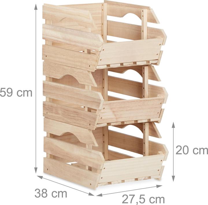 Produktbild Relaxdays Stapelkisten aus Holz (27.5 x 38 x 20 cm)