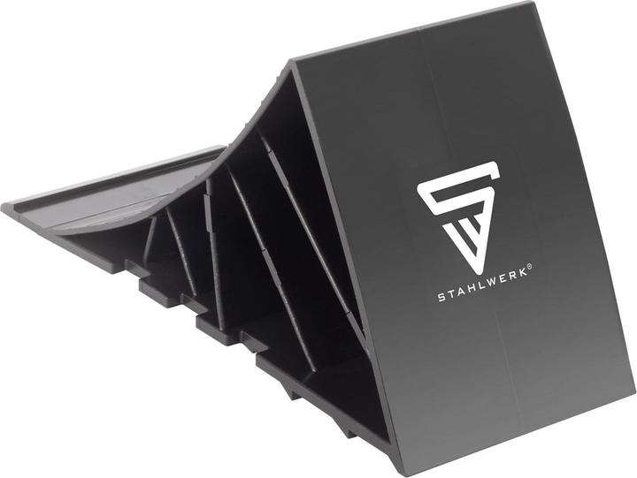 Actual product image Stahlwerk Wheel chocks with bracket GT-01 ST set of 4 up to 1.5t axle load Wheel chock