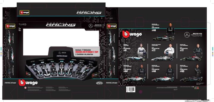 Image du produit Bburago F1 7er-Set Displaykurve Mercedes AMG Petronas 1/43