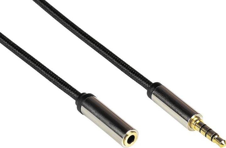 Actual product image Python Audio extension cable High-Quality, 4-pin 3.5 mm jack plug to jack socket, textile jacket (1 m, Extension)