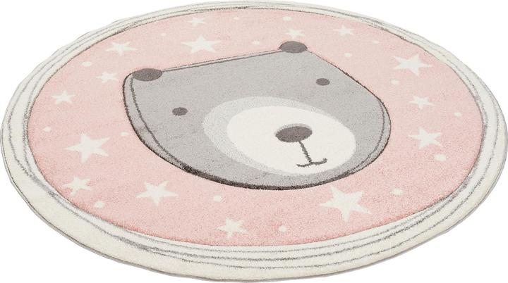 Produktbild Pergamon Kinder Teppich Maui Kids Pastell Rosa Bär Rund (160 x 160 cm)