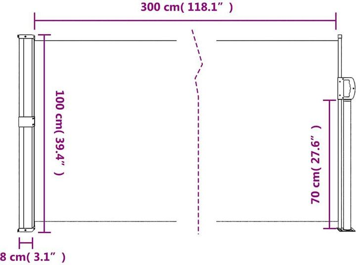 Actual product image VidaXL Extendable side awning (1 m)