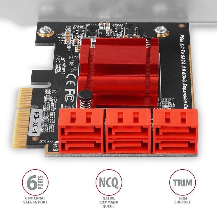Produktbild Axagon PCES-SA6 interface cards/adapter Internal SATA