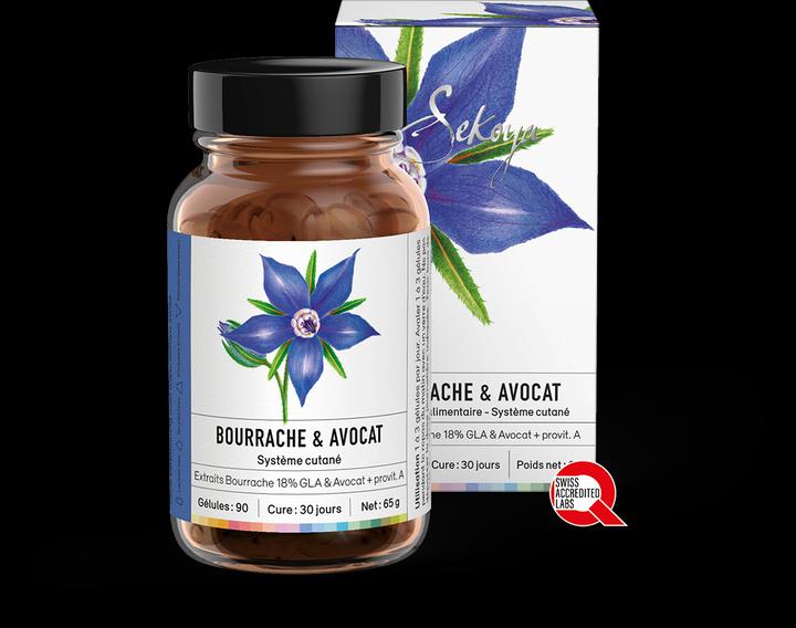 Immagine prodotto Sekoya Borragine e avocado | Pelle secca ed eczema (90 Pezzo/i, Pillole)