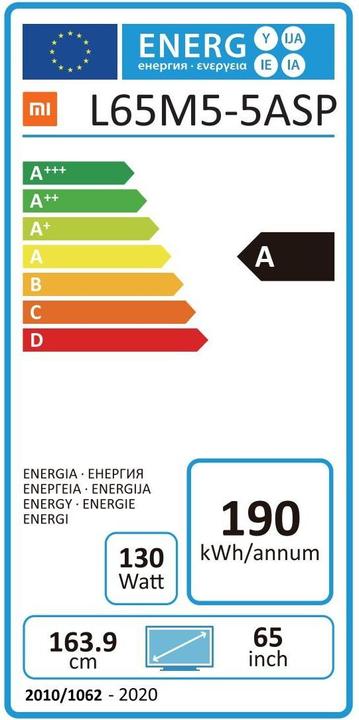 Energy Label Xiaomi TV L65M5-5ASP (65", LCD, 4K)