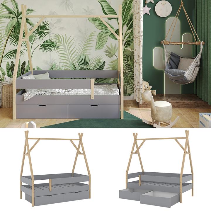 Actual product image VitaliSpa Tipi bed Bali, Grey, 80x160 cm with 2 drawers (80 x 160 cm)
