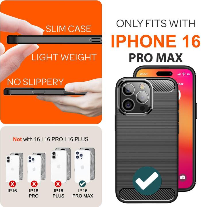 Actual product image Nalia Carbon look silicone cover (Apple iPhone 16 Pro Max)