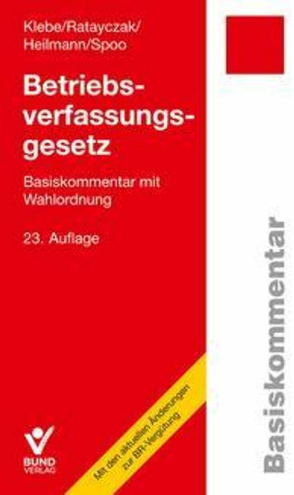 Actual product image Klebe:Betriebsverfassungsgesetz (BetrVG (German, Thomas Klebe, Micha Heilmann, Jürgen Ratayczak, Sibylle Spoo, 2024)