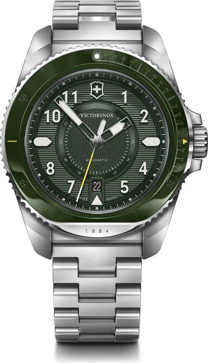 Produktbild Victorinox Journey 1884 Automatic Three hands Steel & Ceramic, Mechanische Uhr, 43 mm, Ziffernblatt Grün, Edels (43 mm)