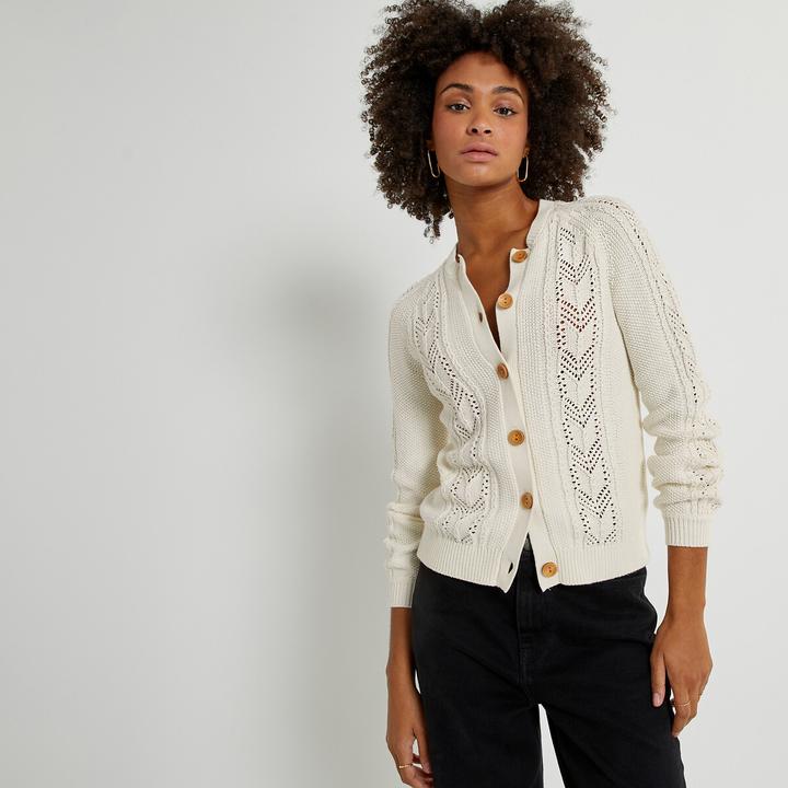 Produktbild La Redoute Collections Cardigan aus Pointelle-Strick (XS)