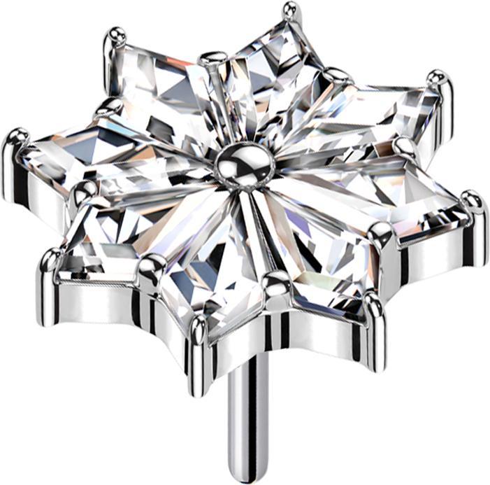 Produktbild Star Piercing Threadless Blume silber Diamant Kristalle silber (ohne Messing, Titan G23)