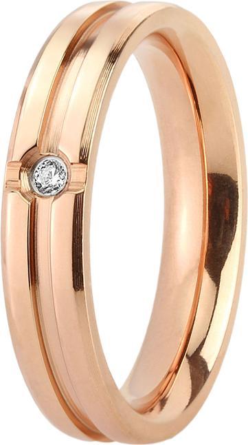 Image du produit Star Piercing Bague or rose rainurée avec cristal (sans laiton, Acier chirurgical 316L)