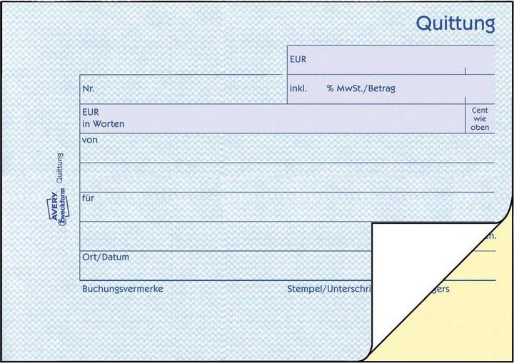 Produktbild Avery Formularbuch "Quittung", SD, 4+1 GRATIS (40 x)