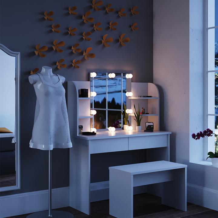 Image du produit Vicco Charlotte avec tabouret et éclairage (108 x 40 x 139 cm)