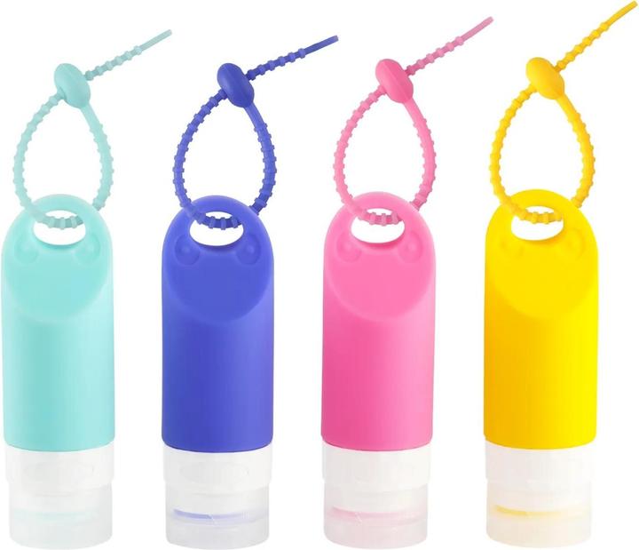 Immagine prodotto Swissdetector kit di bottiglie da viaggio portatili in silicone - impermeabile - 58 ml (Prodotto per l'igiene)