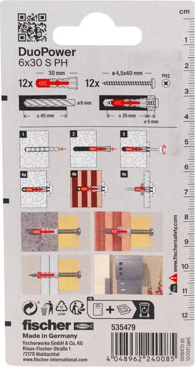 Image du produit Fischer SB Bouchon en nylon Duopower avec vis (12 pcs)