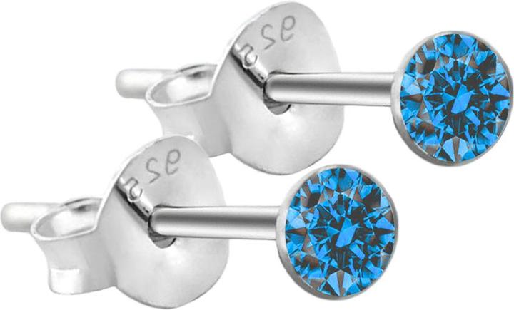 Actual product image Star Piercing Ear studs round in 925 sterling silver with crystal light blue (without brass, 925 sterling silver)