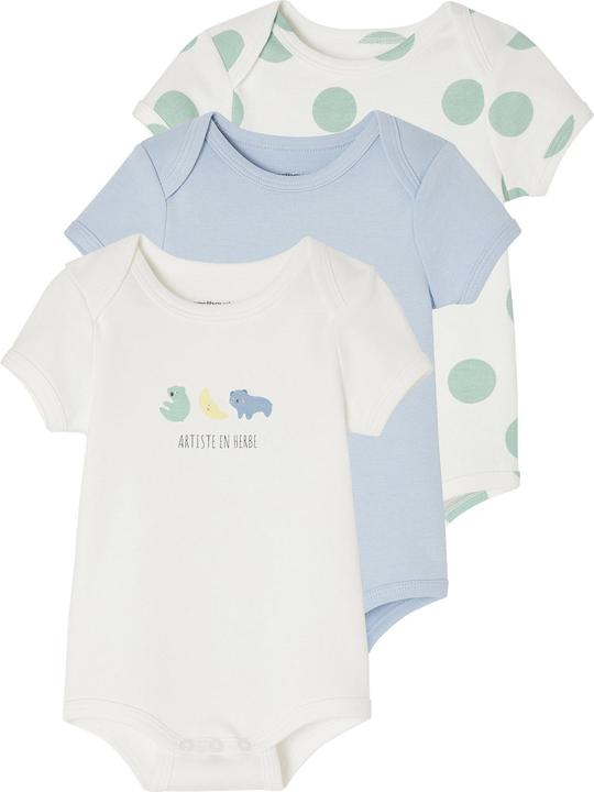 Vertbaudet 3er-Pack mitwachsende Baby Schlupfbodys, Bio-Baumwolle Oeko-Tex (56)