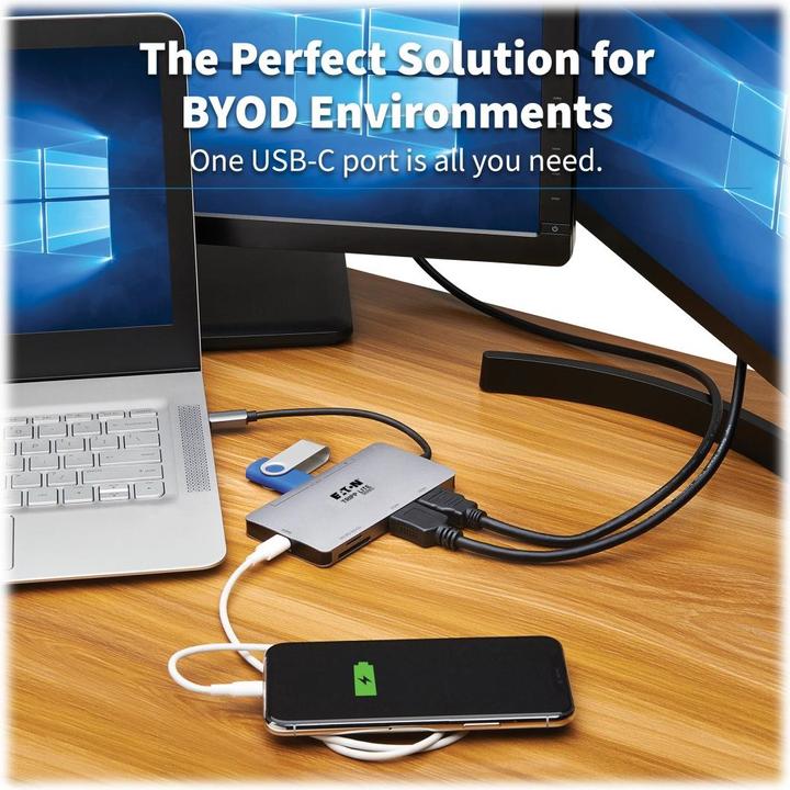 Actual product image Eaton USB-C Dock Dual Display - 4K 60Hz HDMI USB 3.2 Gen 1 USB-A Hub Memory Card 100W PD C (USB-C, 2 Ports)