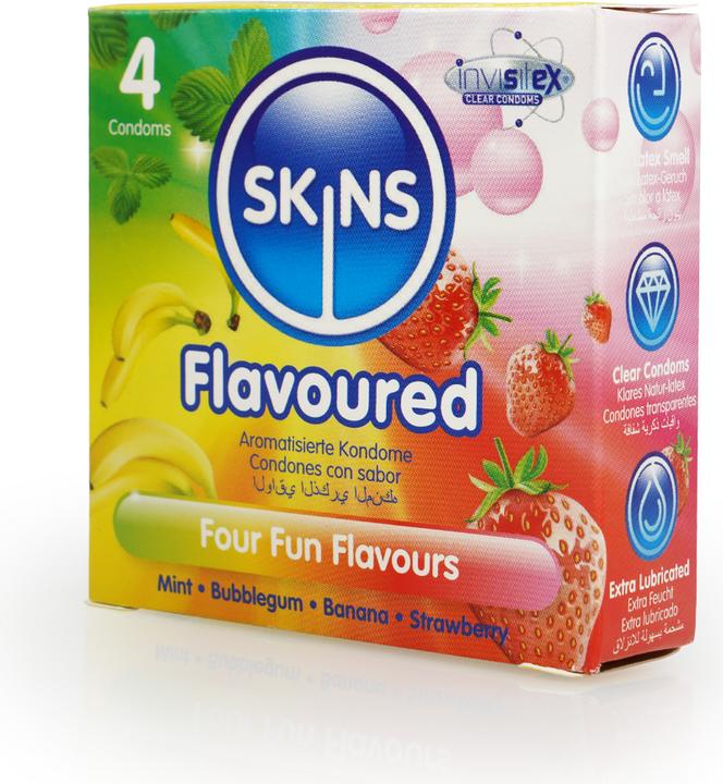 Produktbild Skins Flavoured» Fun Flavours, Aroma-Mix aus 4 leckeren Kondomen - ohne Latexgeruch (4 Stk.)