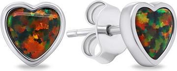 Produktbild Brilio Silver - Delicate silver earrings Hearts with synthetic opals EA610WBC
