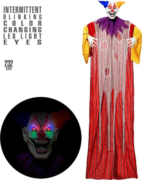 Image du produit Widmann Clown d'horreur avec des yeux LED clignotants et changeant de couleur 232 cm