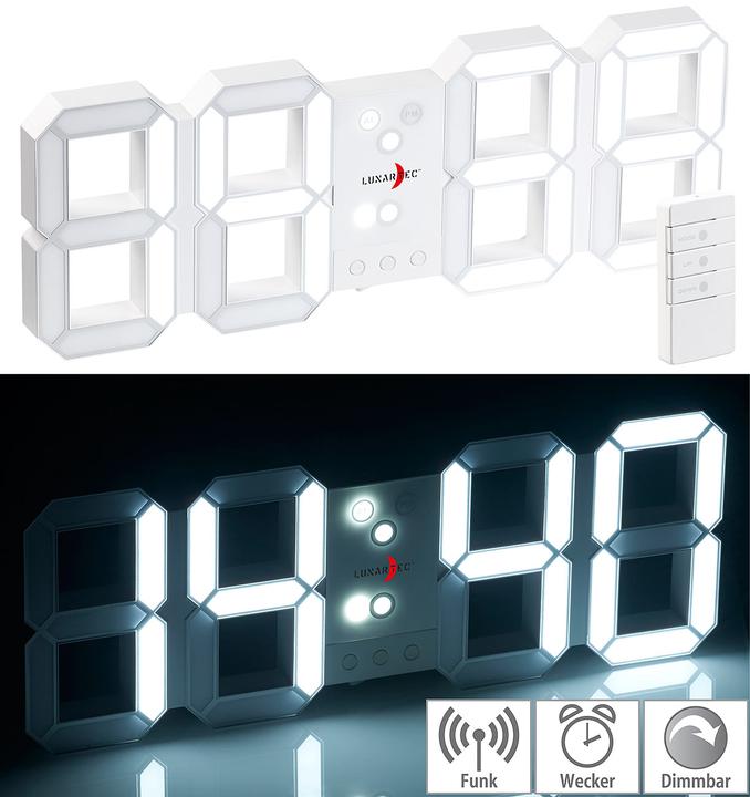 Image du produit Lunartec Horloge de bureau & murale LED sans fil