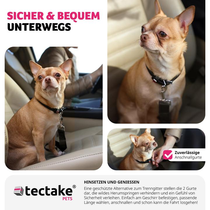 Image du produit tectake Grille de protection pour chien Balu, réglable en largeur, 2 ceintures de sécurité (Chien, Réflecteurs)