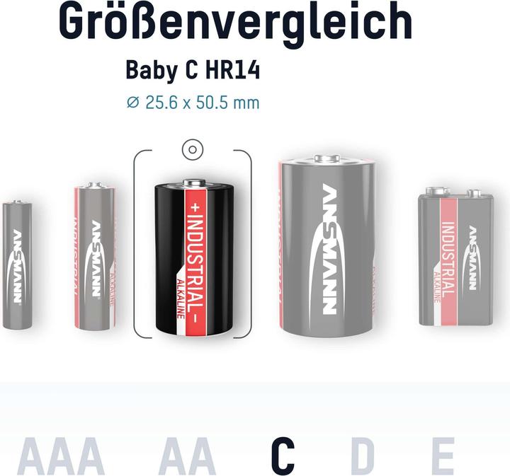 Actual product image Ansmann Industrial Baby Alkali-Manganese (10 pcs., C, 7200 mAh)
