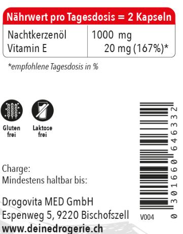 Nutritional values and ingredients Naturstein Nachtkerzenöl Kapsel (700 Piece, Capsules, 543 g)