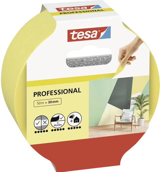 Produktbild tesa Malerkrepp PROFESSIONAL, Malerband für besonders präzises Abkleben (30 mm)