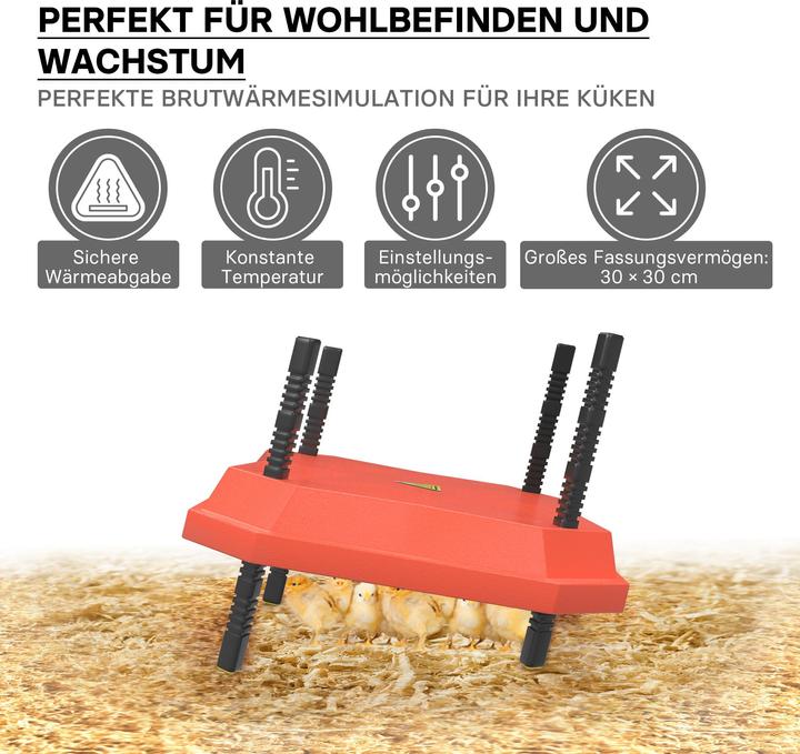 Immagine prodotto Fudajo Piastra riscaldante per l'allevamento dei pulcini 30x30cm con termostato 50W per 20-25 pulcini (50 W)