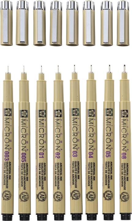 Actual product image Sakura Fibre pen Pigma Micron (Black, 8 x)