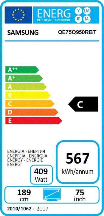 Energy Label Samsung QE75Q950R (75", QLED, 8K, 2019)