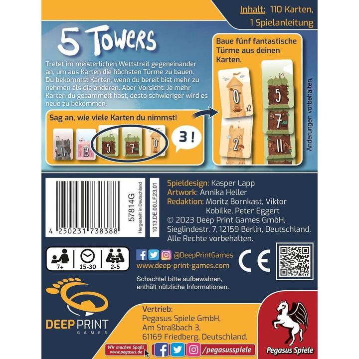 Actual product image Pegasus 5 Towers, card game, for 2-5 players, from 7 years (DE edition) (German)