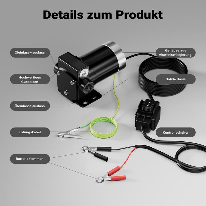 Immagine prodotto Wiltec Pompa di trasferimento 12V 75W Pompa carburante 14l/min Pompa di alimentazione diesel/benzina