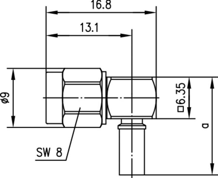 Actual product image Telegärtner SMA reverse connector male, angled 50 Ohm J01150R0021 1 pc.