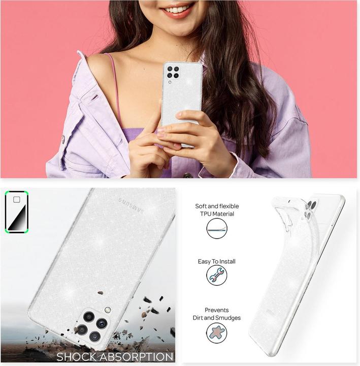 Produktbild Nalia Klare Glitzer Silikon Handyhülle (Samsung Galaxy A22)