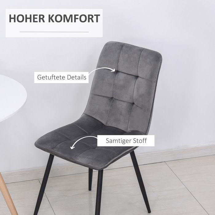 Actual product image Swisshandel24 2er-Set Esszimmerstuhl Polsterstuhl Küchenstuhl Esstisch Schaumstoff Metall Grau+Schwarz 45 x 63 x 9