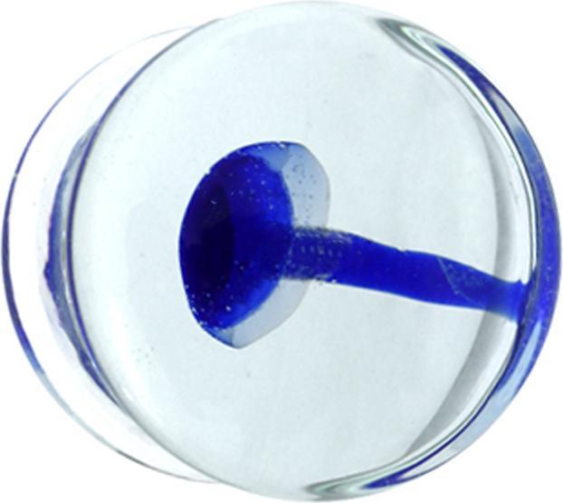 Star Piercing Flared Plug transparent mit blauem Pilz aus Glas (ohne Messing, Glas)