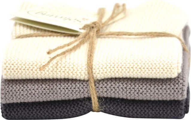 Produktbild SOLWANG Gestrickte Küchenlappen aus Bio-Baumwolle, 3er-Pack, 100% vegan, 25 x 25 cm Creme warm (25 x 25 cm)