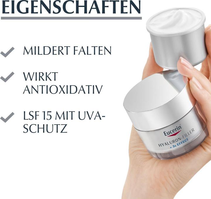 Produktbild Eucerin HYALURON-FILLER Tag LSF 15 für trockene Haut Nachfüllkapsel (50 ml, Tagescreme, SPF 15)