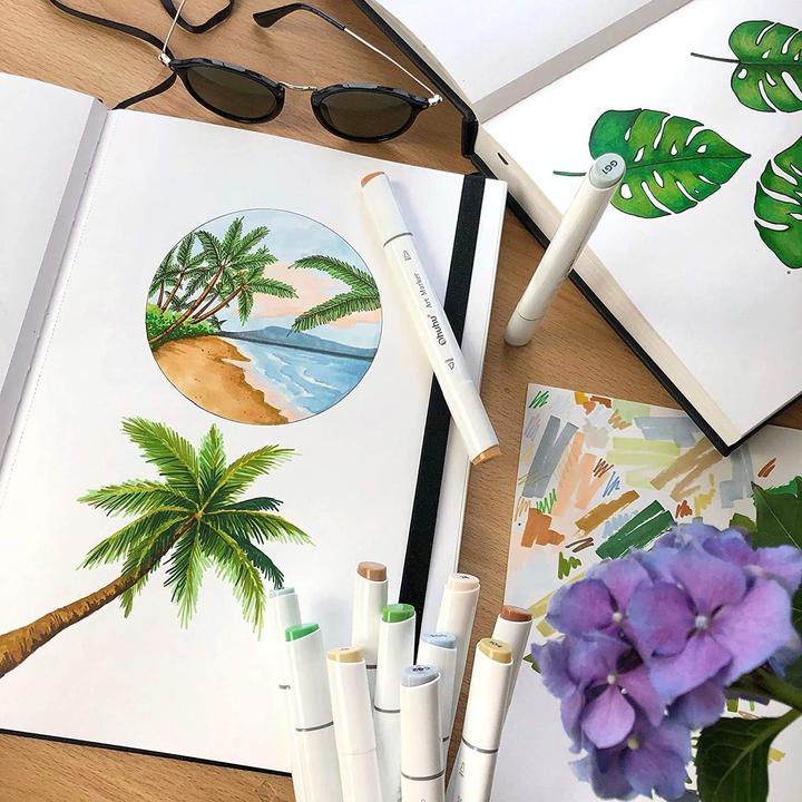Produktbild Ohuhu Kunst-Skizzenbuch, 2er Pack, 70 Blatt (21 x 21 cm, 21 x 29.7 cm, Blanko, Weicher Einband)