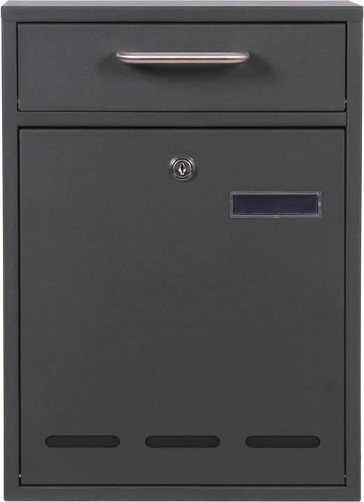 Actual product image Wiltec 2x3 Wall Mounted Letter Box V53 Anthracite Lockable Post Box Mailbox with Viewing Slot