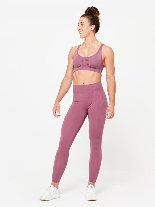 Produktbild Domyos Sportleggings Damen hoher Taillenbund Push-up - lila (L)