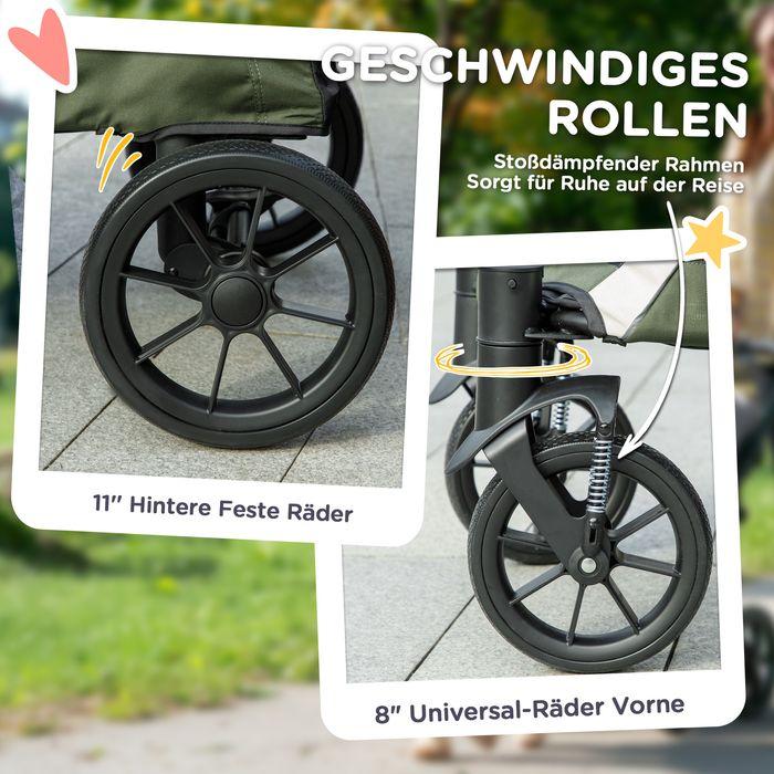 Immagine prodotto Swisshandel24 Hundewagen Hundebuggy klappbar für grosse Hunde & Katzen bis 30 kg Katzenbuggy, dunkelgrün (Gatto, Cane, Pieghevole)