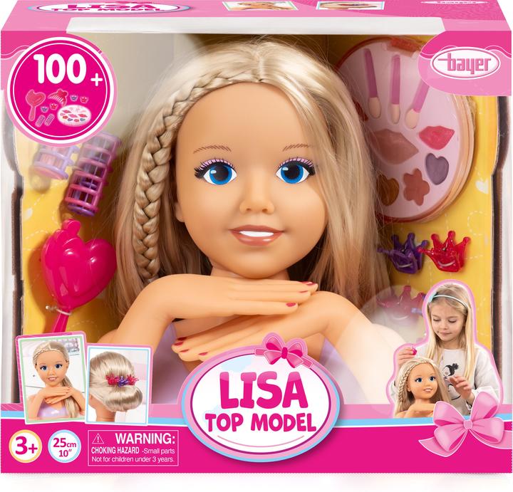 Actual product image Magni Make-up and hairdressing head My Lovely Princess blonde hair 25cm with cosmetics